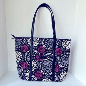 Vera Bradley Canterberry Magenta Large Tote Zipper Top EUC